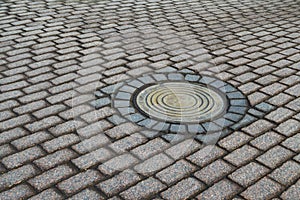 The hatch on the cobbled street.