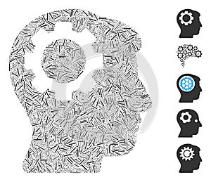 Hatch Collage Brain Gear Icon