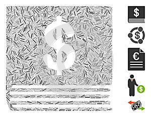 Hatch Dollar Accounting Book Icon Vector Collage