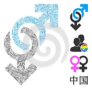 Hatch Gay Symbol Icon Vector Mosaic