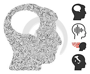 Hatch Person Thinking Icon Vector Mosaic
