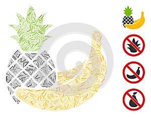 Hatch Pineapple and Banana Fruits Icon Vector Collage