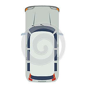 Hatchback Car top view. Realistic and flat color style design vector.