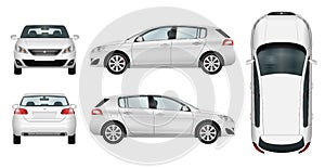 Hatchback car vector template on white background.