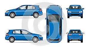 Hatchback car vector template on white background.