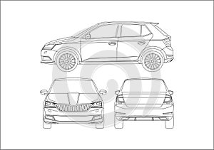 Hatchback outline drawing