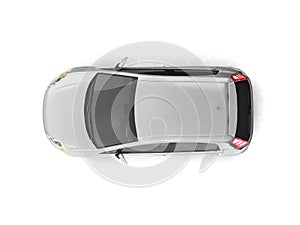 Hatchback silver car top view