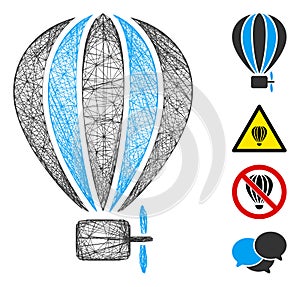 Hatched Aerostat Balloon Vector Mesh