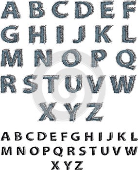 Hatched alphabet.