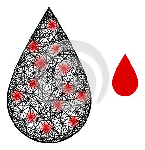 Hatched Blood Drop Icon with Spots