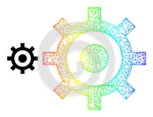 Hatched Cog Web Mesh Icon with Spectral Gradient