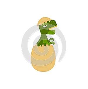 Hatched dinosaur from egg isolated. Vector illustration