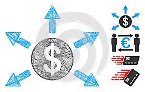 Hatched Dollar Cashout Arrows Vector Mesh photo