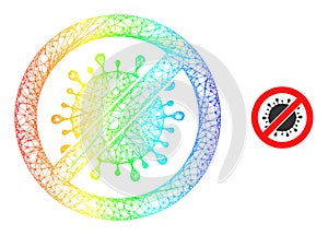 Hatched Forbid Virus Mesh Icon with Rainbow Gradient