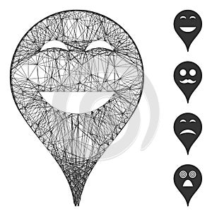 Hatched Happy Smiley Map Marker Vector Mesh