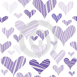 Hatched hearts seamless background