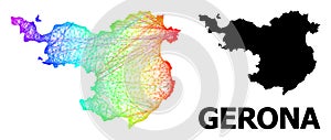 Hatched Map of Gerona Province with Rainbow Colored Gradient