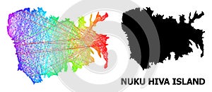 Hatched Map of Nuku Hiva Island with Spectrum Gradient photo