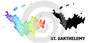 Hatched Map of Saint Barthelemy with Spectrum Gradient