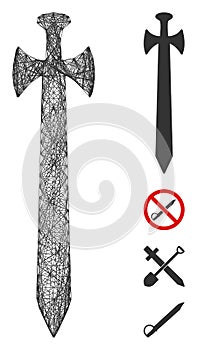 Hatched Medieval Sword Vector Mesh