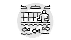 hatcheries salmon line icon animation