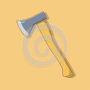 Hatchet Vector Icon Illustration with Outline for Design Element, Clip Art, Web, Landing page, Sticker, Banner. Flat Cartoon Style