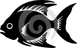 hatchetfish Black Silhouette Generative Ai