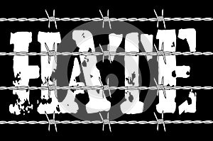 Hate With Barbed Wire Fence Background