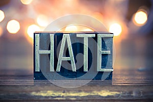 Hate Concept Metal Letterpress Type photo