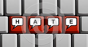 Hate and Hatespeech online - 3D illustration