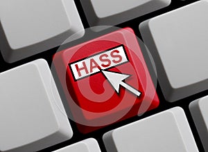 Hate online in german language - 3D illustration