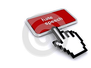 Hate speech button on white
