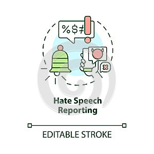 Hate speech reporting concept icon