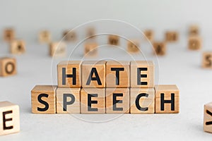 Hate speech - words from wooden blocks with letters