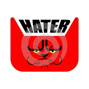 Hater Grumpy cat. Angry pet. Vector illustration