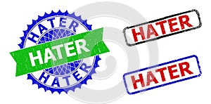 HATER Rosette and Rectangle Bicolor Watermarks with Corroded Textures
