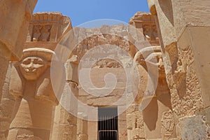 Hathor, wife of Horus, depicted at Hatshepsut Temple.