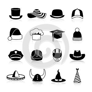 Hats And Caps Black Icons