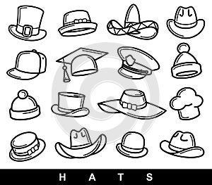 Hats collection set. Collection icon hat. Vector