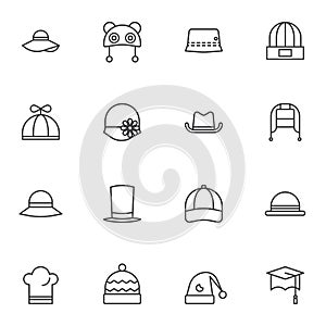 Hats line icons set