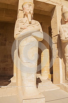 Hatshepsut as pharaoh in Osiris holding in the Temple of Hatshepsut