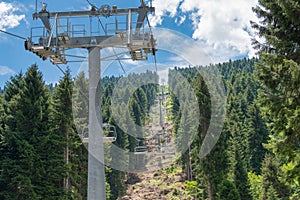 Hatsvali cable car. a famous landscape in Mestia, Samegrelo-Zemo Svaneti, Georgia