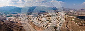 Hatta town aerial cityscape in Dubai emirate of the UAE