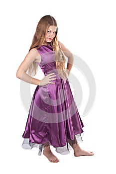 Haughty girl in violet dress