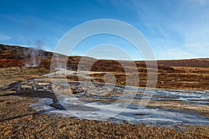 Haukadalur (geysir, geyser) valley, Golden Circle, Iceland