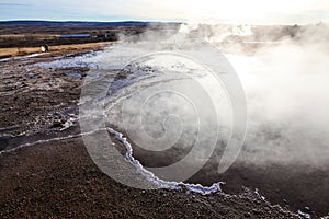 Haukadalur (geysir, geyser) valley, Golden Circle, Iceland