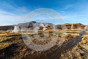 Haukadalur valley, geyser (geysir) Golden Circle, Iceland