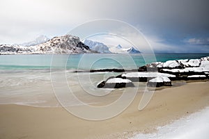 Haukland beach in Lofoten, Norway
