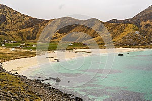 Haukland beach, leknes, lofoten islands photo