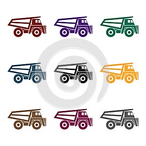 Haul truck icon in black style isolated on white background. Mine symbol stock vector illustration.